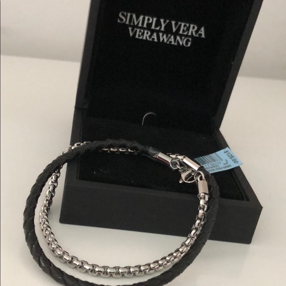 SIMPLY VERA UNISEX STAINLESS STEEL LEATHER WRAP - Picture 2 of 16